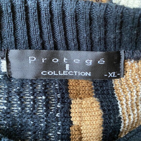 Vintage Protege Collection Stripe Coogi Style Sweater Brown 90s 3D Funky Knit-XL - Picture 12 of 14